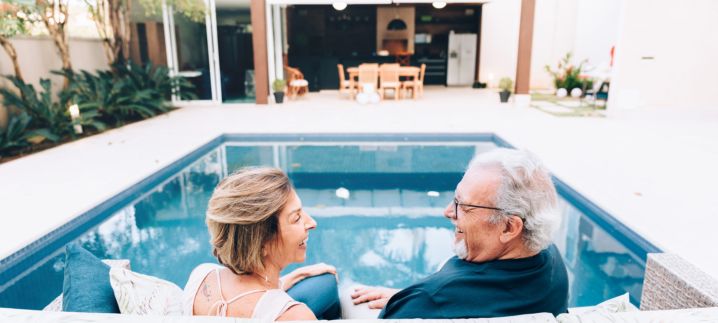 Couple by the pool.